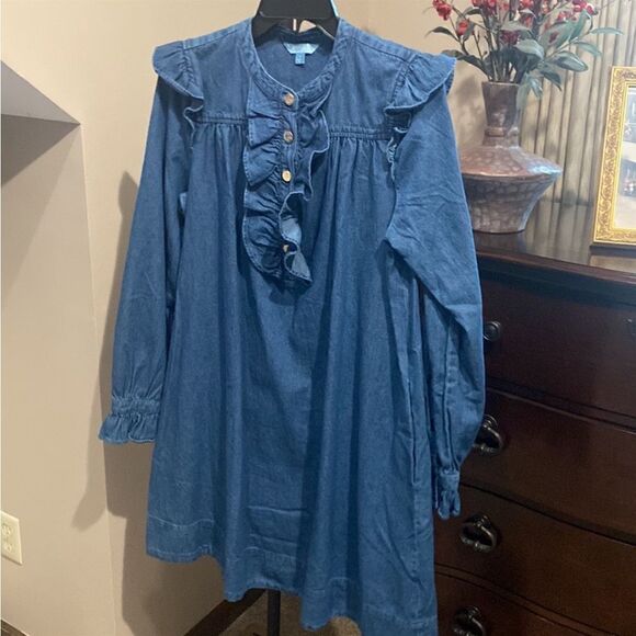 Draper James Dark Wash Chambray Ruffle Shift
Dress - Picture 7 of 12